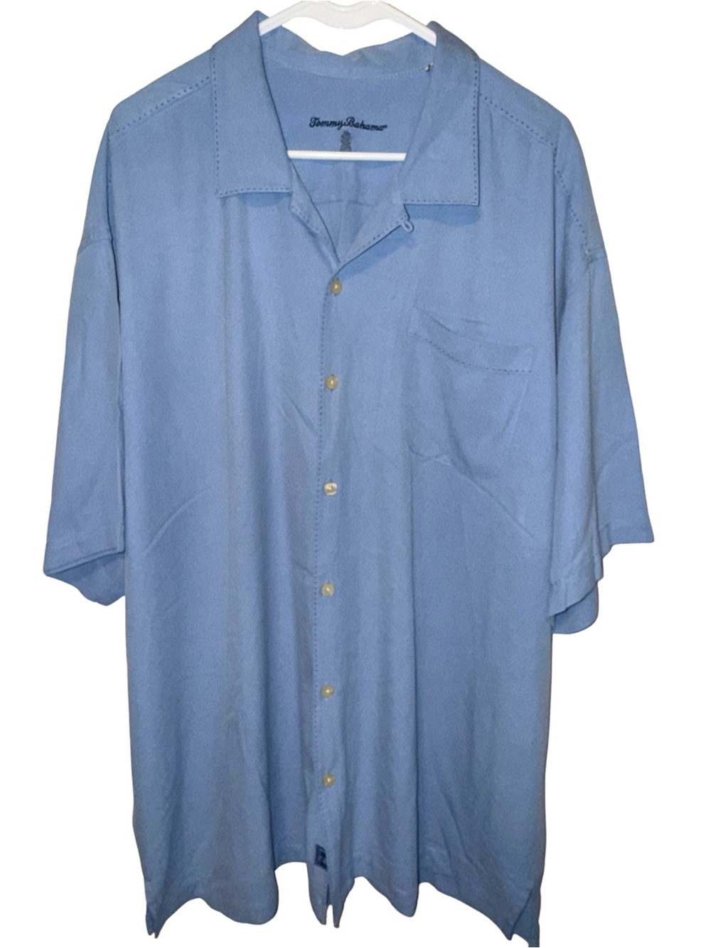 Tommy Bahama Men’s 100% Silk Camp shirt Light Blue 2XL
